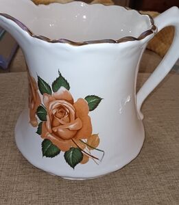 Charming Rose-Embellished Pitcher in White and Orange